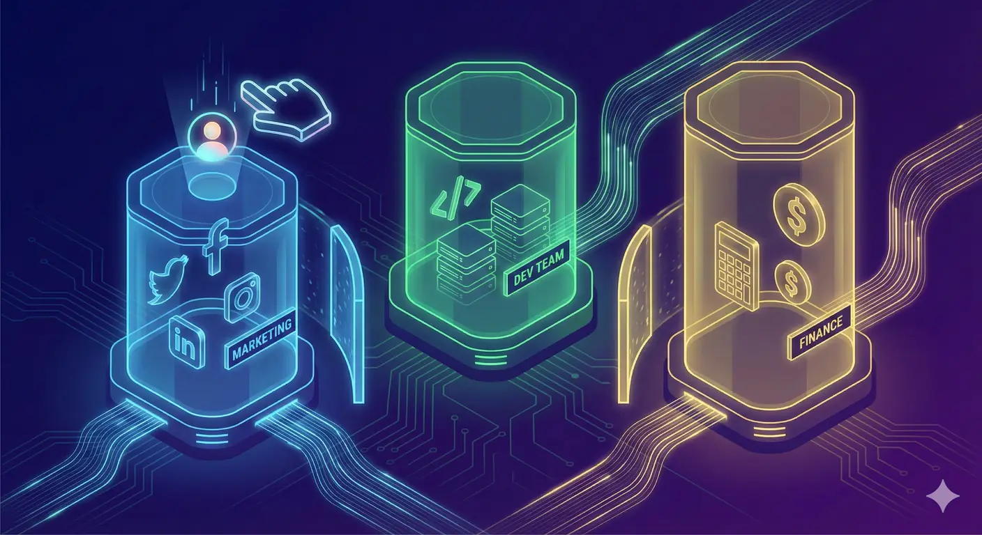 octagonal 3D silos representing password groups